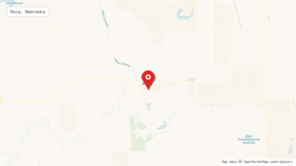 Street map of Roca, Nebraska with location pin