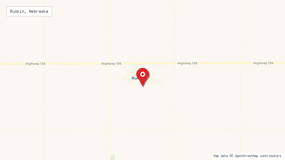 Street map of Ruskin, Nebraska with location pin