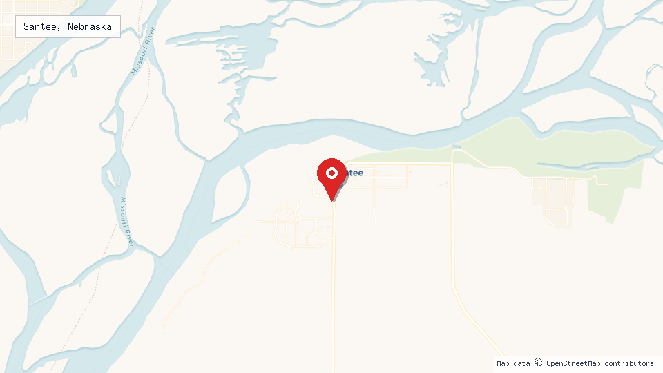Street map of Santee, Nebraska with location pin