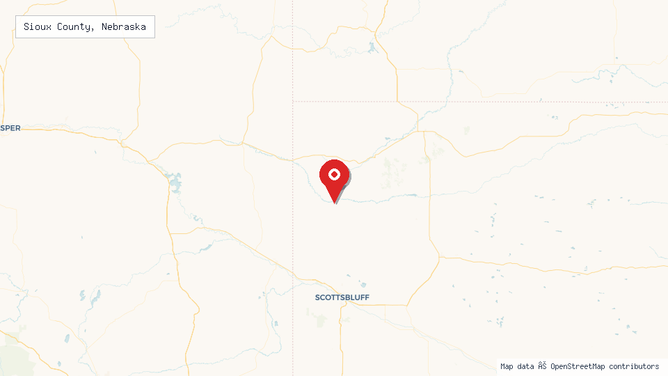 Street map of Sioux County, Nebraska with location pin