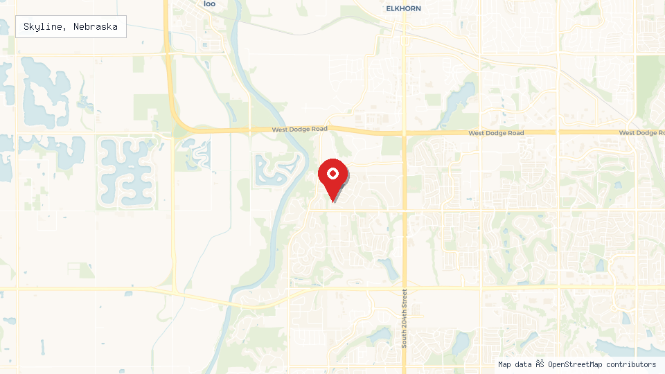 Street map of Skyline, Nebraska with location pin