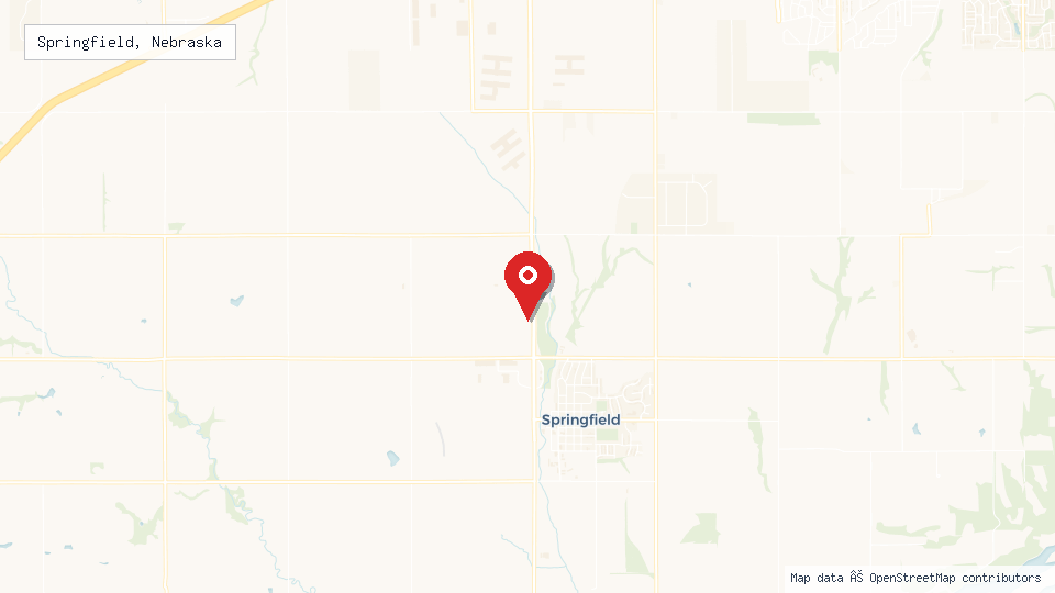 Street map of Springfield, Nebraska with location pin
