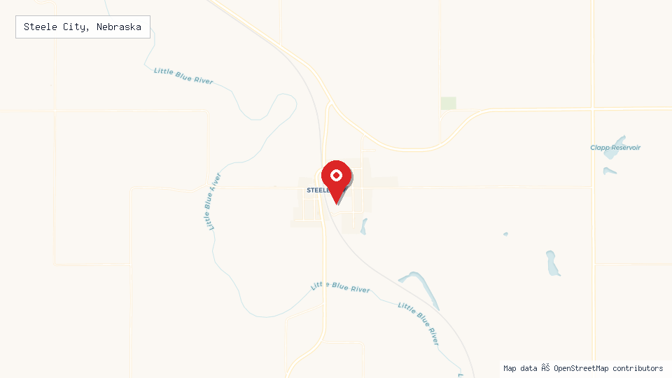 Street map of Steele City, Nebraska with location pin
