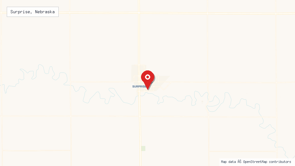 Street map of Surprise, Nebraska with location pin