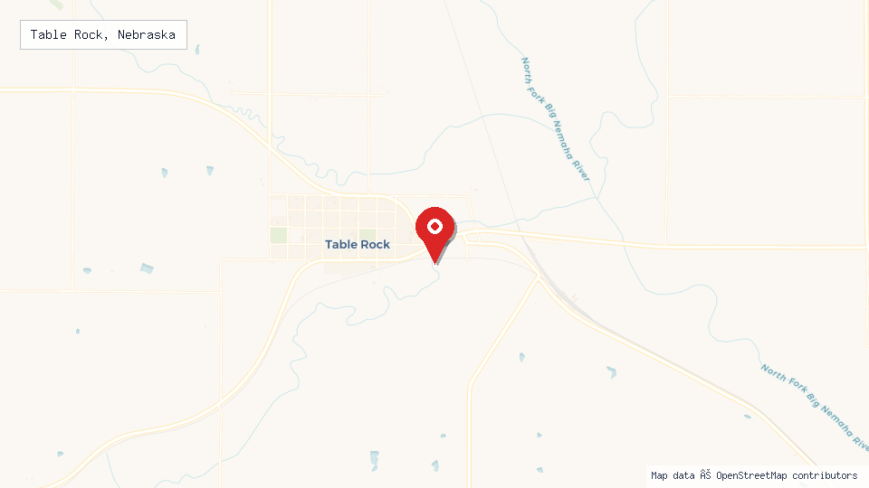 Street map of Table Rock, Nebraska with location pin