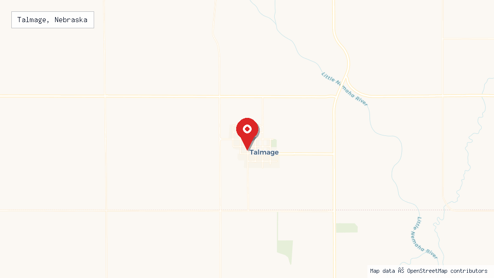 Street map of Talmage, Nebraska with location pin