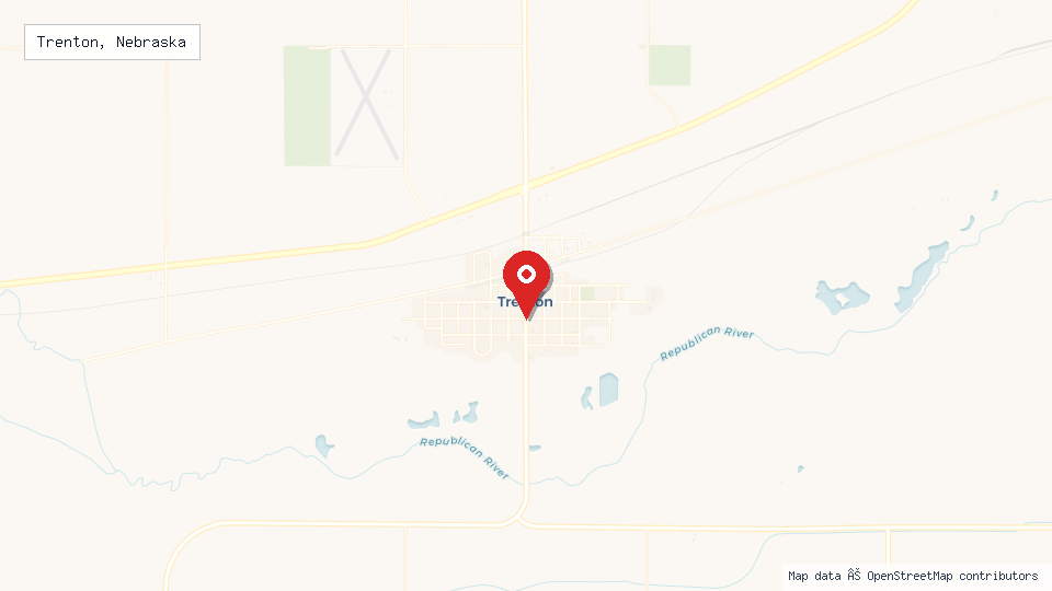 Street map of Trenton, Nebraska with location pin