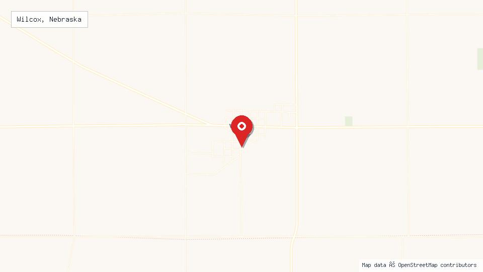 Street map of Wilcox, Nebraska with location pin