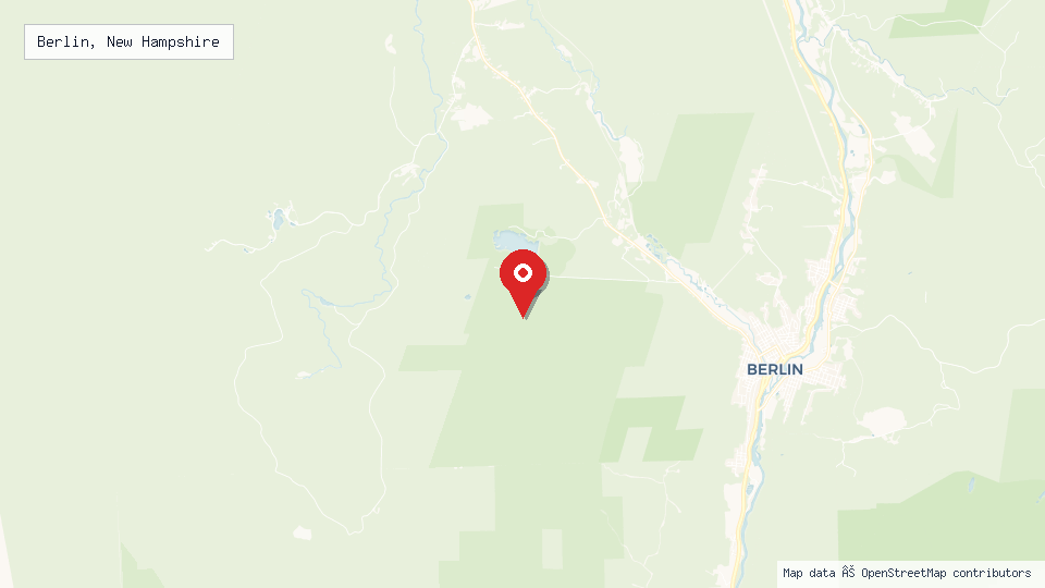 Street map of Berlin, New Hampshire with location pin
