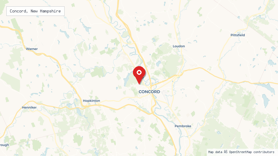 Street map of Concord, New Hampshire with location pin