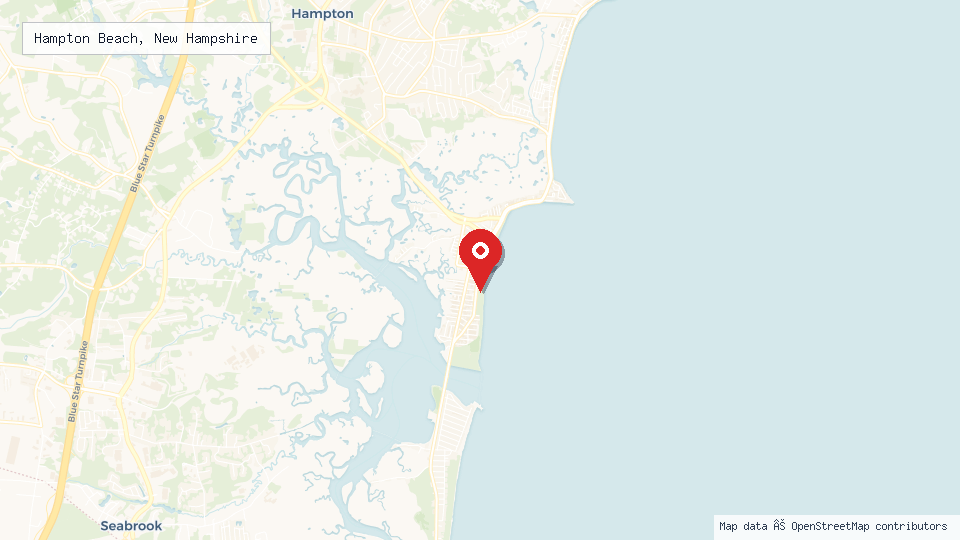 Street map of Hampton Beach, New Hampshire with location pin