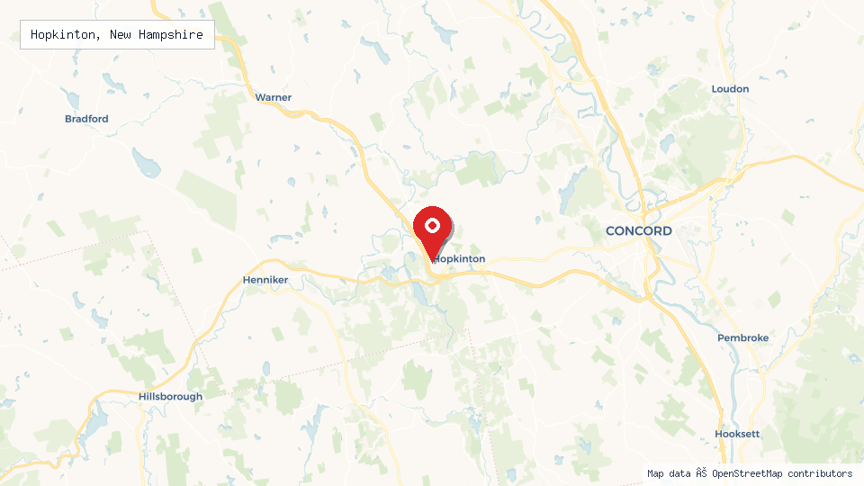 Street map of Hopkinton, New Hampshire with location pin