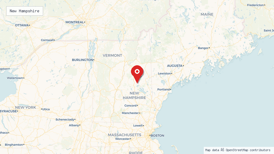 Street map of New Hampshire with location pin
