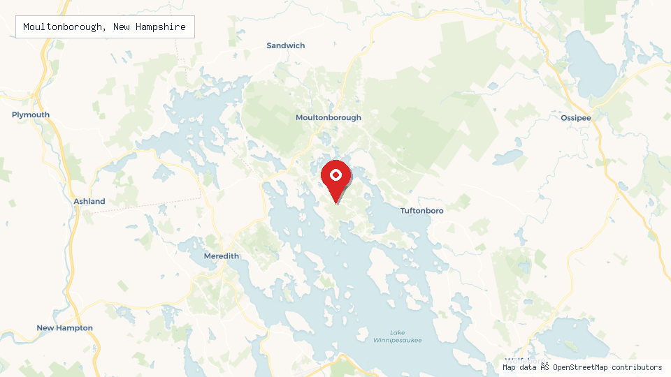 Street map of Moultonborough, New Hampshire with location pin