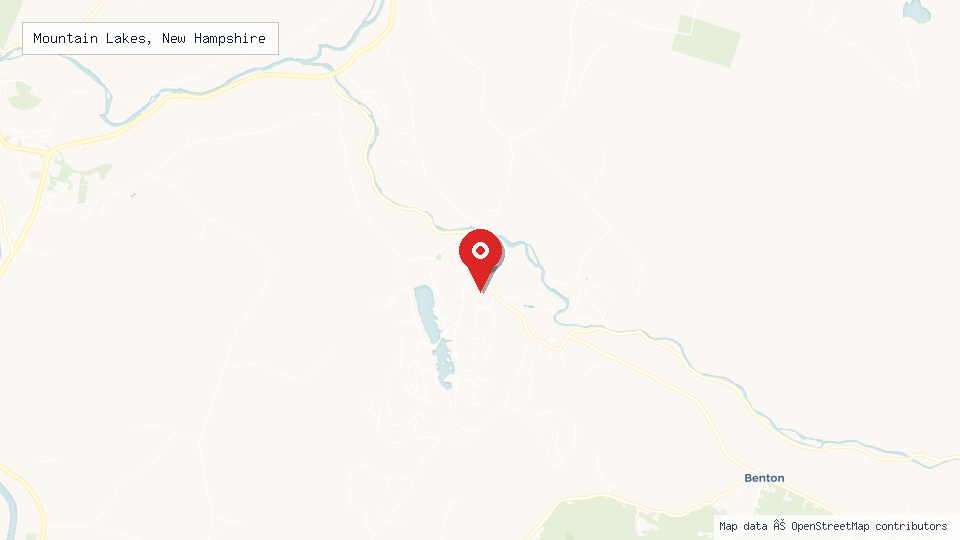 Street map of Mountain Lakes, New Hampshire with location pin