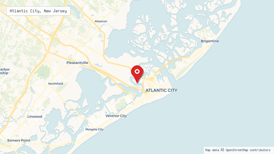 Street map of Atlantic City, New Jersey with location pin