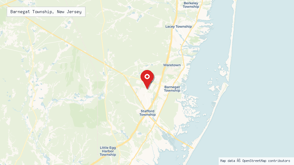 Street map of Barnegat Township, New Jersey with location pin