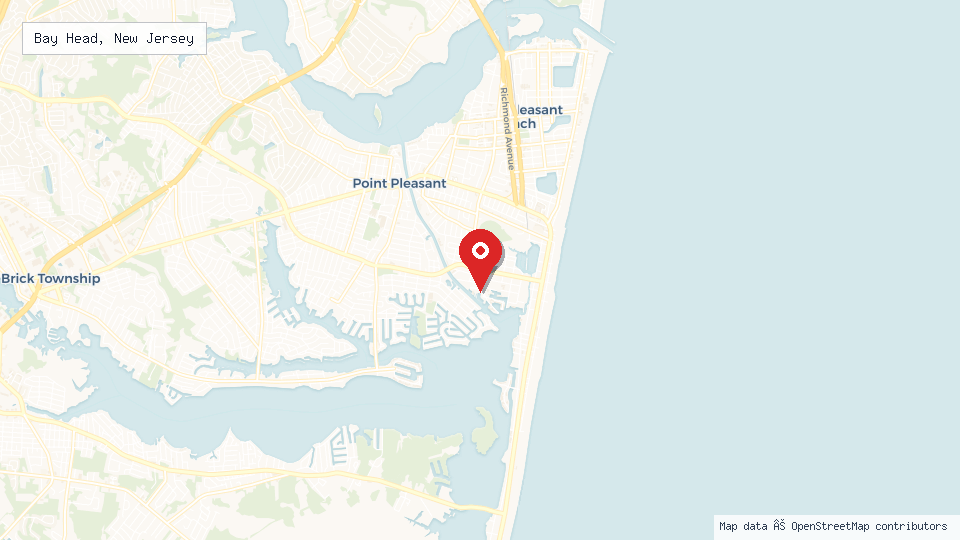 Street map of Bay Head, New Jersey with location pin