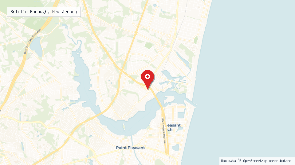 Street map of Brielle Borough, New Jersey with location pin
