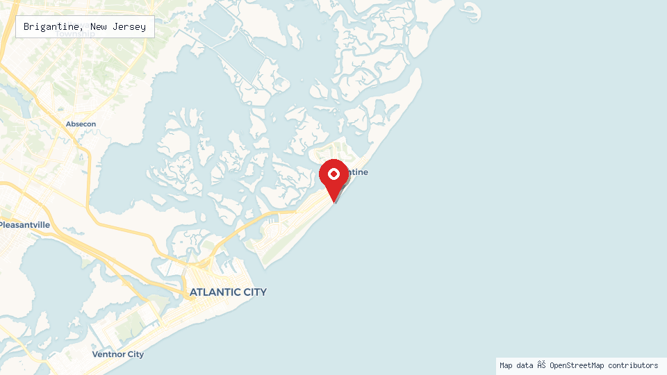 Street map of Brigantine, New Jersey with location pin