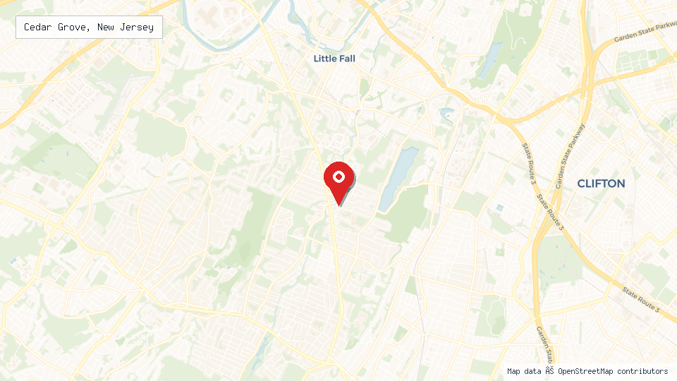 Street map of Cedar Grove, New Jersey with location pin