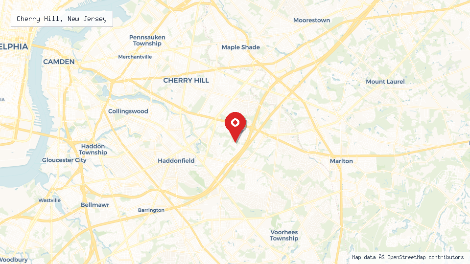 Street map of Cherry Hill, New Jersey with location pin
