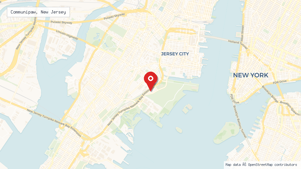 Street map of Communipaw, New Jersey with location pin