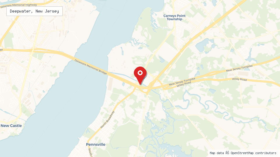 Street map of Deepwater, New Jersey with location pin
