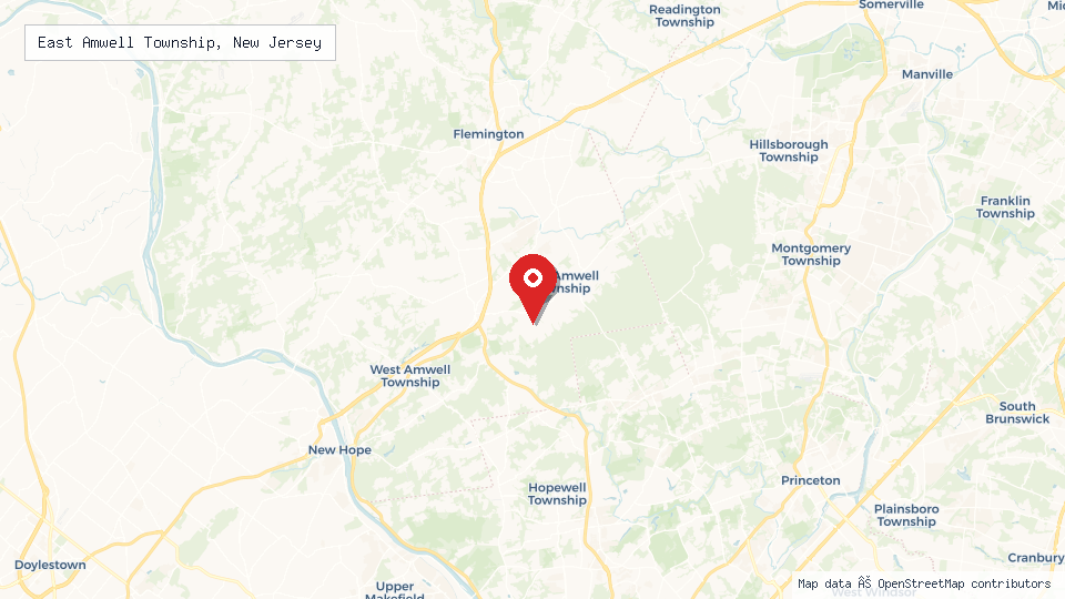 Street map of East Amwell Township, New Jersey with location pin