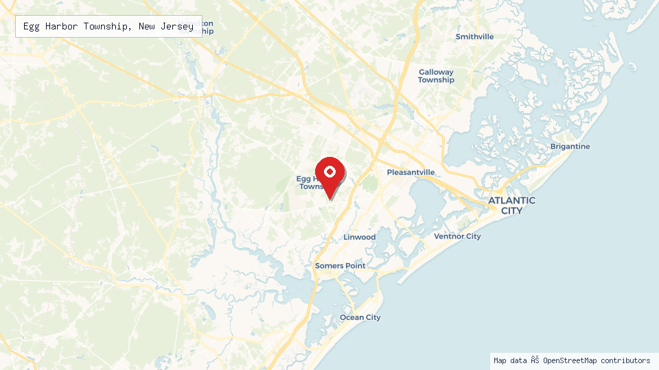 Street map of Egg Harbor Township, New Jersey with location pin