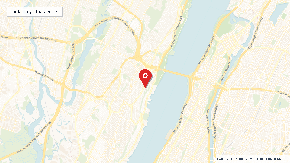 Street map of Fort Lee, New Jersey with location pin