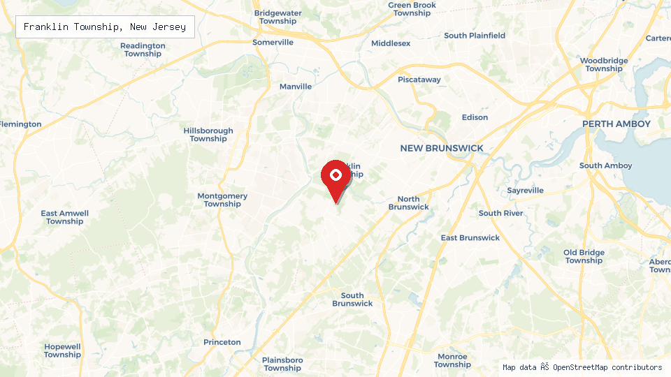 Street map of Franklin Township, New Jersey with location pin
