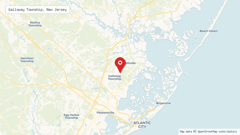 Street map of Galloway Township, New Jersey with location pin