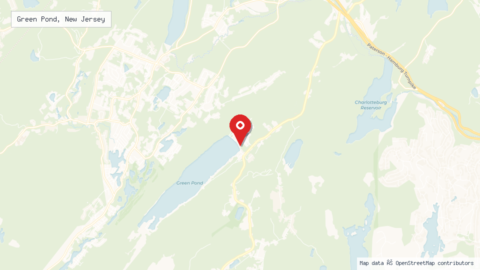 Street map of Green Pond, New Jersey with location pin