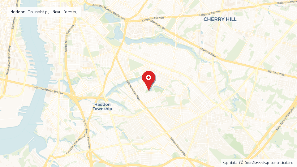 Street map of Haddon Township, New Jersey with location pin