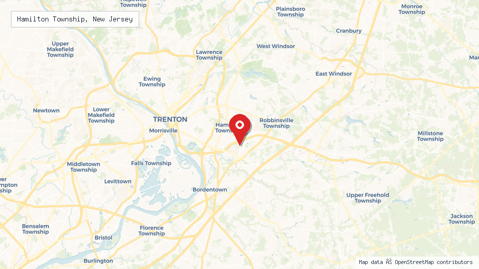 Street map of Hamilton Township, New Jersey with location pin