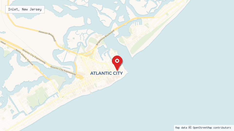 Street map of Inlet, New Jersey with location pin