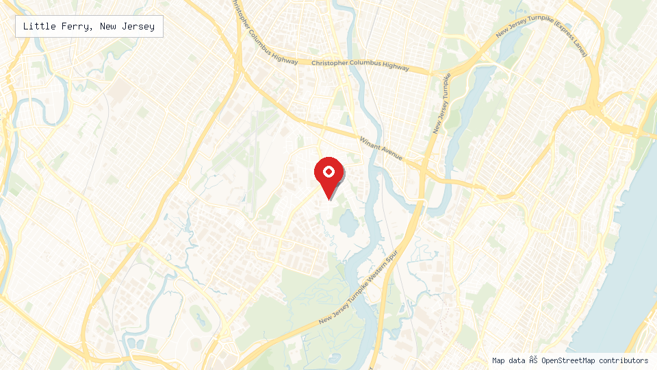 Street map of Little Ferry, New Jersey with location pin