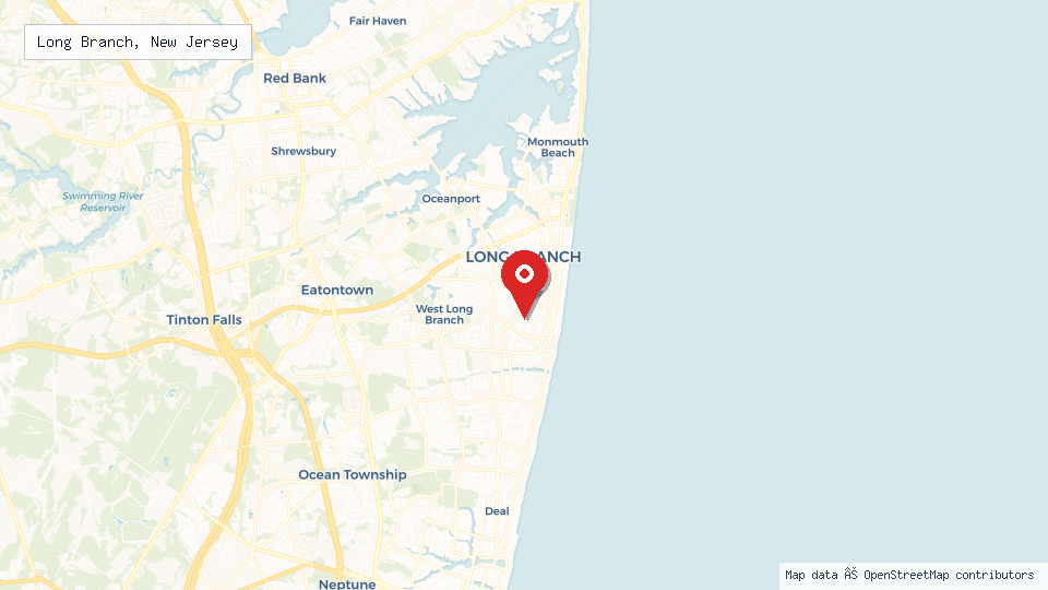 Street map of Long Branch, New Jersey with location pin