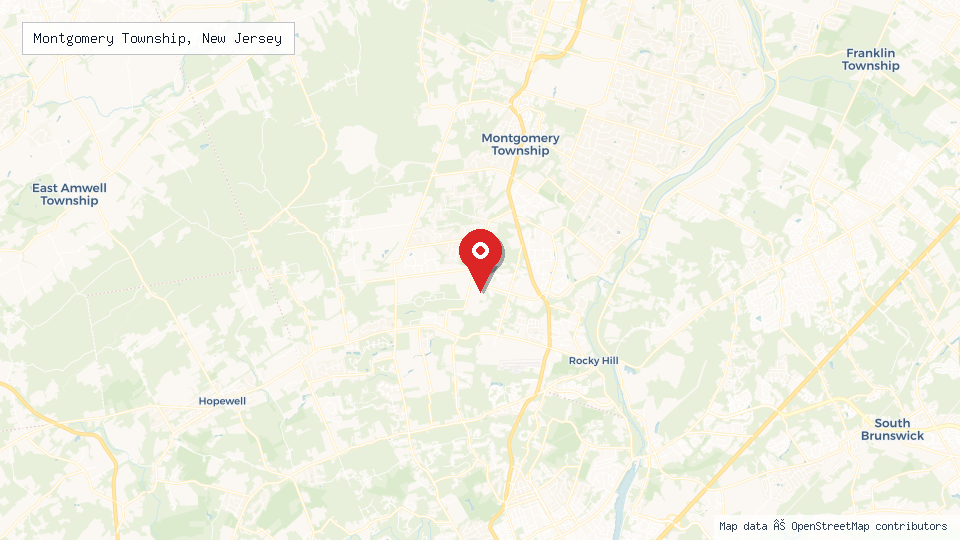 Street map of Montgomery Township, New Jersey with location pin