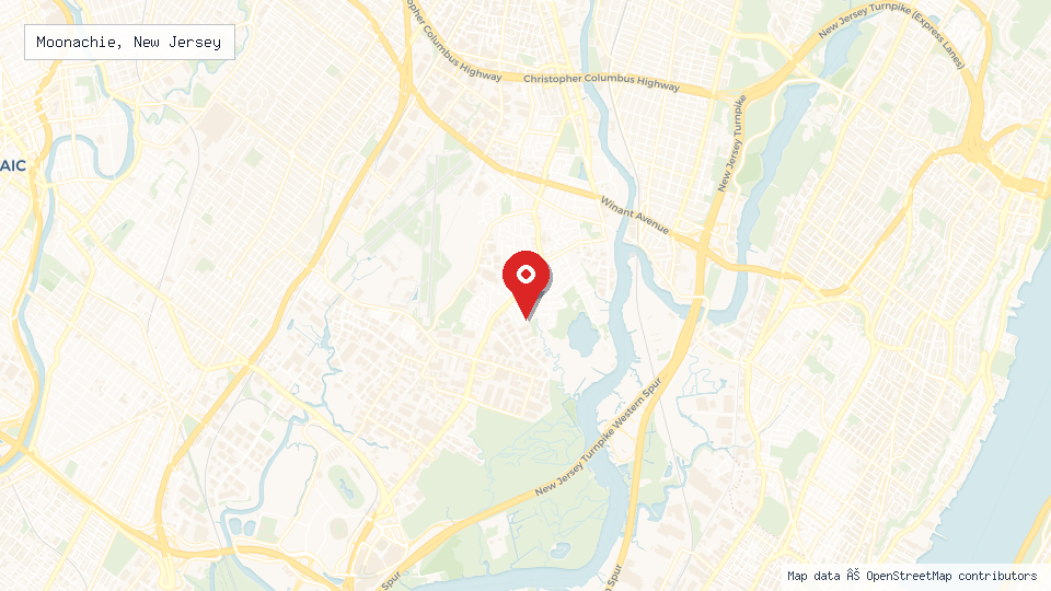 Street map of Moonachie, New Jersey with location pin