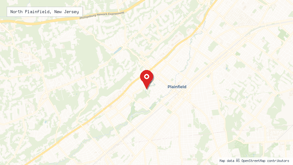Street map of North Plainfield, New Jersey with location pin