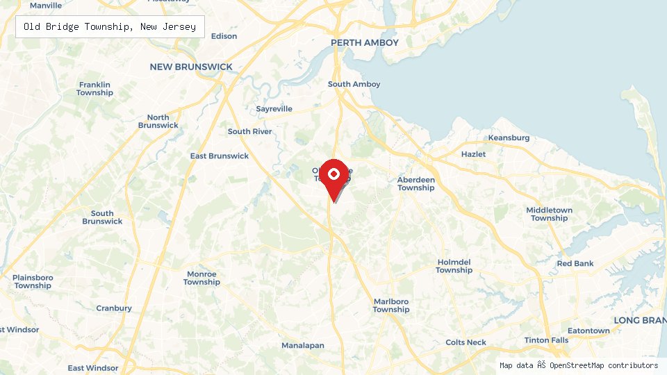 Street map of Old Bridge Township, New Jersey with location pin