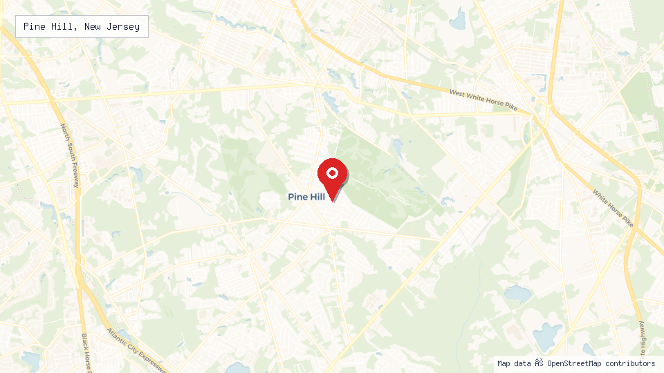 Street map of Pine Hill, New Jersey with location pin
