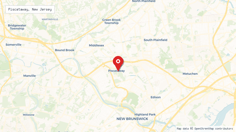 Street map of Piscataway, New Jersey with location pin