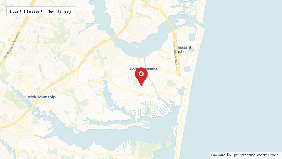 Street map of Point Pleasant, New Jersey with location pin