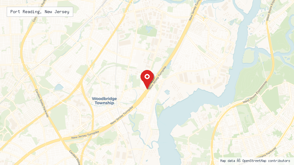Street map of Port Reading, New Jersey with location pin