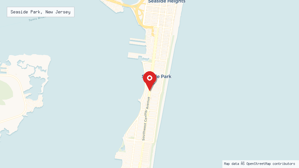 Street map of Seaside Park, New Jersey with location pin