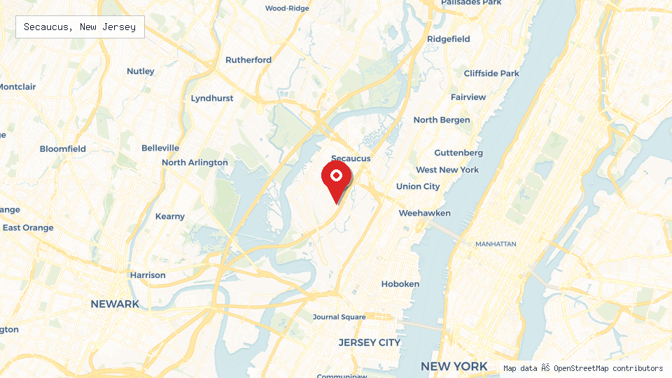 Street map of Secaucus, New Jersey with location pin