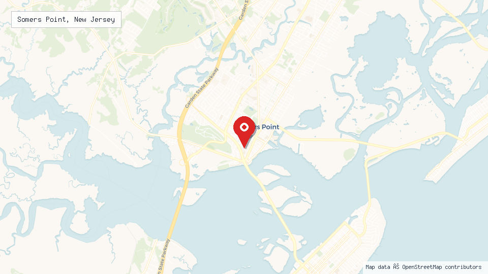 Street map of Somers Point, New Jersey with location pin